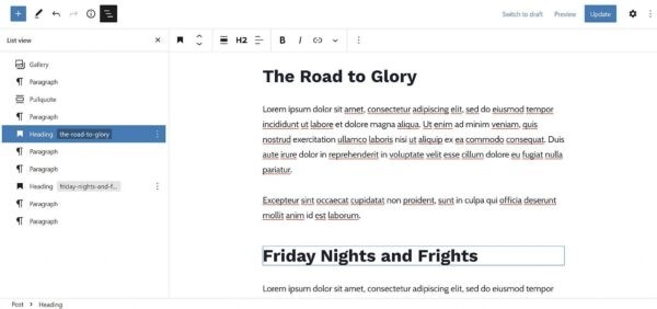 Вышел Gutenberg 11.8: появились избранные паттерны, добавлена автогенерация анкоров заголовков