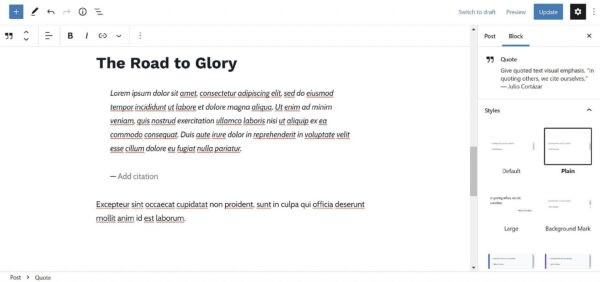Вышел Gutenberg 11.8: появились избранные паттерны, добавлена автогенерация анкоров заголовков