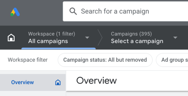 В Google Ads появились новые иконки на панели навигации и фильтр «Workspace»