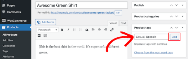 Как добавить продуктовые метки, атрибуты и рубрики в WooCommerce