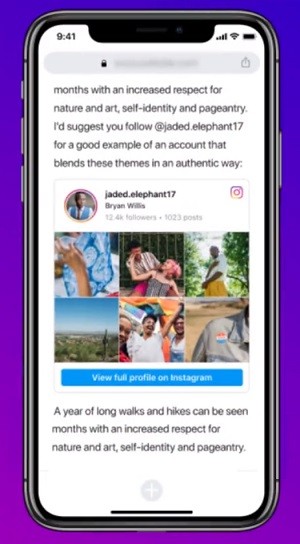 Instagram позволил встраивать профили на сторонние сайты
Instagram позволил встраивать профили на сторонние сайты