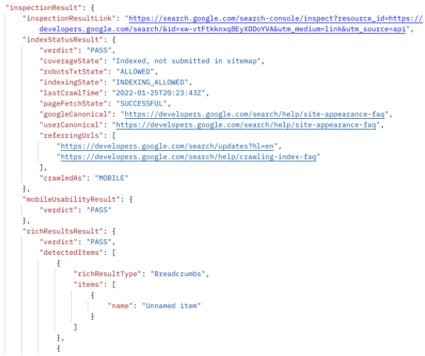 Google Search Console запустил новый инструмент URL Inspection API