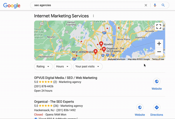 Карта в блоке локальной выдачи Google стала интерактивной
Карта в блоке локальной выдачи Google стала интерактивной