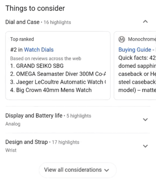 Google тестирует блок «Things to consider» на карточках товаров
Google тестирует блок «Things to consider» на карточках товаров