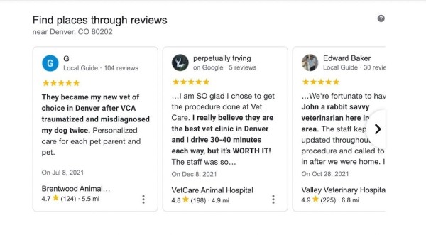Google тестирует новую возможность локального поиска через отзывы
         
            Google тестирует новую возможность локального поиска через отзывы