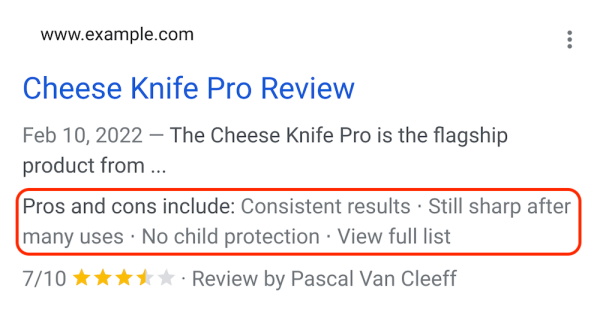 Google позволил указывать плюсы и минусы продукта в сниппетах товарных обзоров
Google позволил указывать плюсы и минусы продукта в сниппетах товарных обзоров