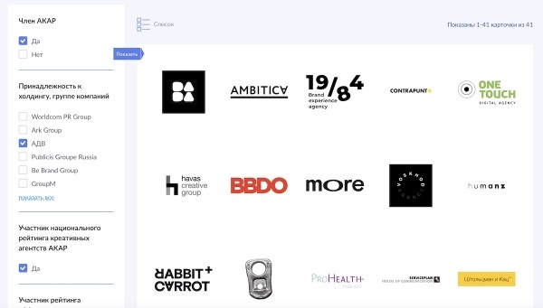 АКАР составила первую карту рынка креативных агентств
         
            АКАР составила первую карту рынка креативных агентств