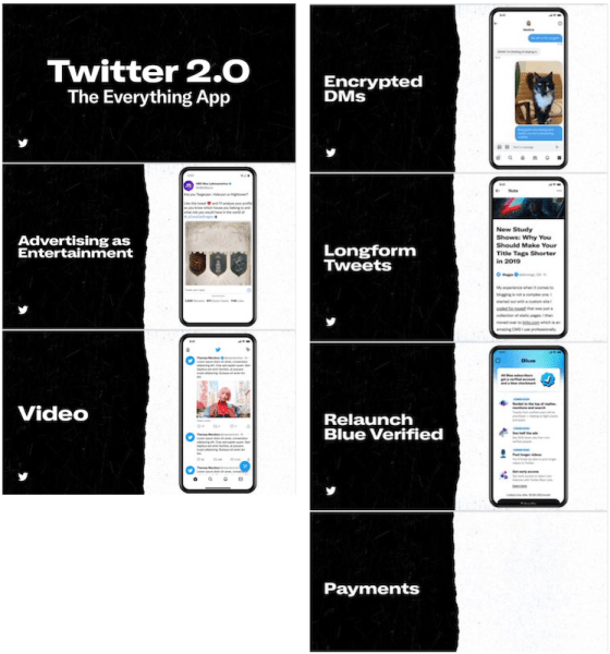 Илон Маск готовит масштабное обновление Twitter
Илон Маск готовит масштабное обновление Twitter