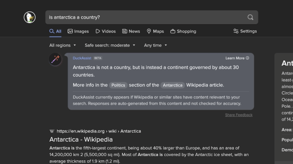 В поиске DuckDuckGo появился инструмент на основе генеративного ИИ
         
            В поиске DuckDuckGo появился инструмент на основе генеративного ИИ