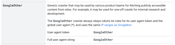 Google добавил в список краулеров новый сканер GoogleOther
         
            Google добавил в список краулеров новый сканер GoogleOther