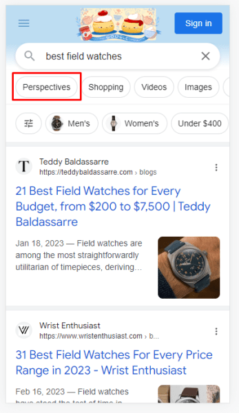 
            В мобильном поиске Google появился фильтр «Перспективы»
        