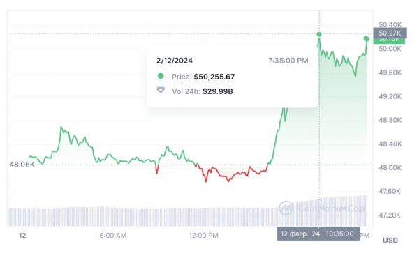 Курс биткоина превысил $50 тысяч
Курс биткоина превысил $50 тысяч