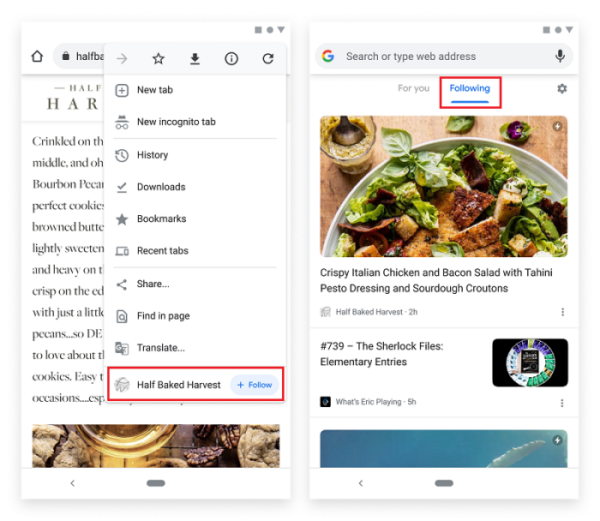 Официальные рекомендации по бета-функции Follow в Google Chrome
