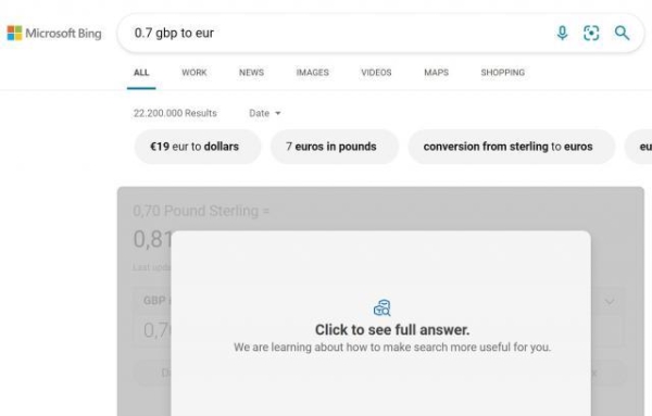 Bing тестирует выдачу «более полных» ответов на запрос по дополнительному клику
         
            Bing тестирует выдачу «более полных» ответов на запрос по дополнительному клику